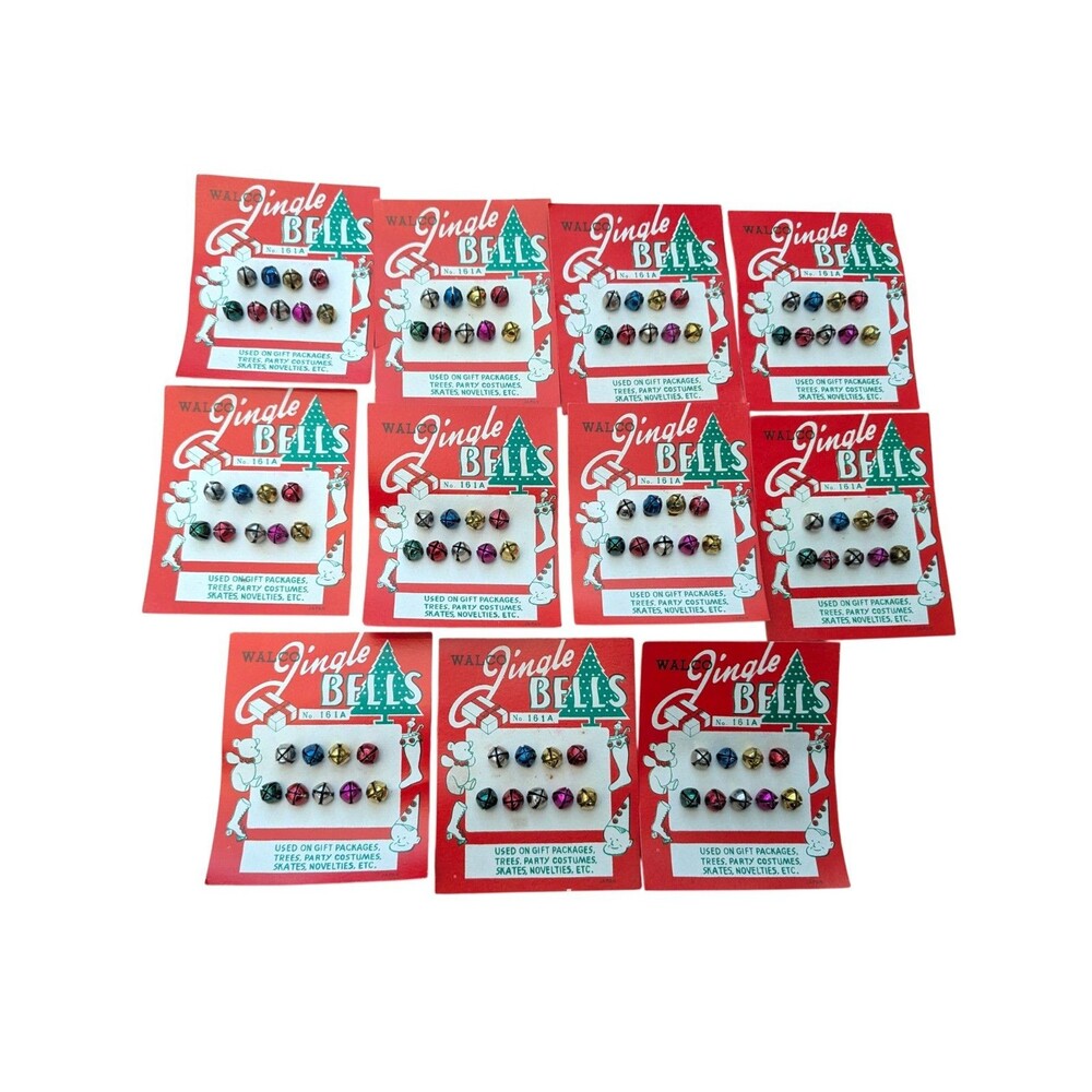 NWT Large Lot of 65 Vintage WALCO Metal Jingle Bells Multi Color Japan Christmas